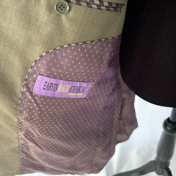 RARE Earvin Magic Johnson Men's Tan Blazer‎ Size 52R - Picture 7 of 9